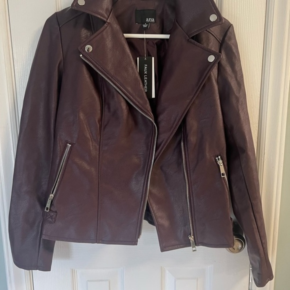 Burgundy Faux Leather Small Women’s Jacket - Picture 2 of 5